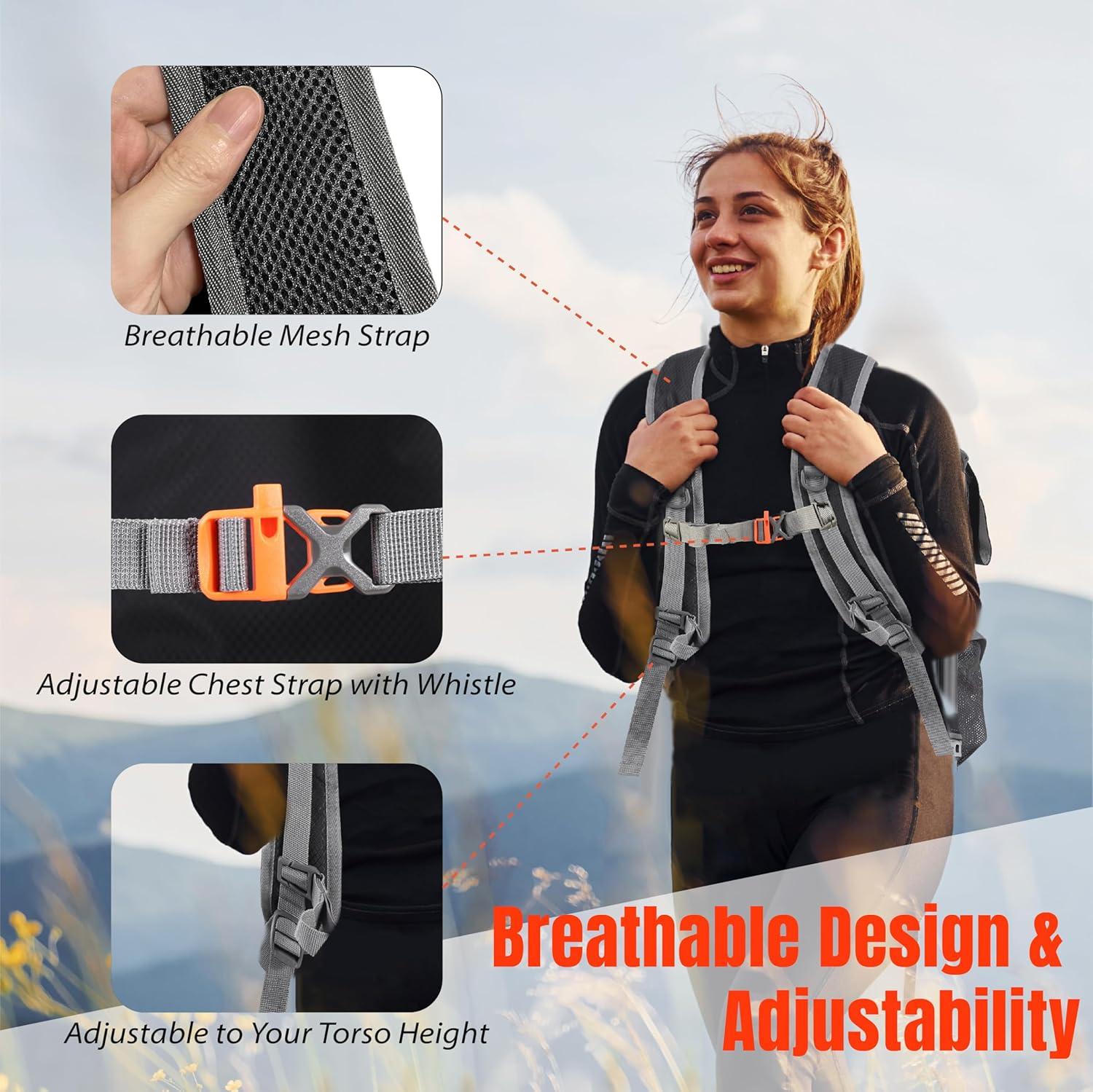 imageTREKOLOGY 30L Waterproof Lightweight Backpack  Foldable Durable Daypack for Men ampamp Women with Chest Strap ampamp Multiple Compartments  Compact Comfortable Ideal for Hiking Camping Travel ampamp Outdoors