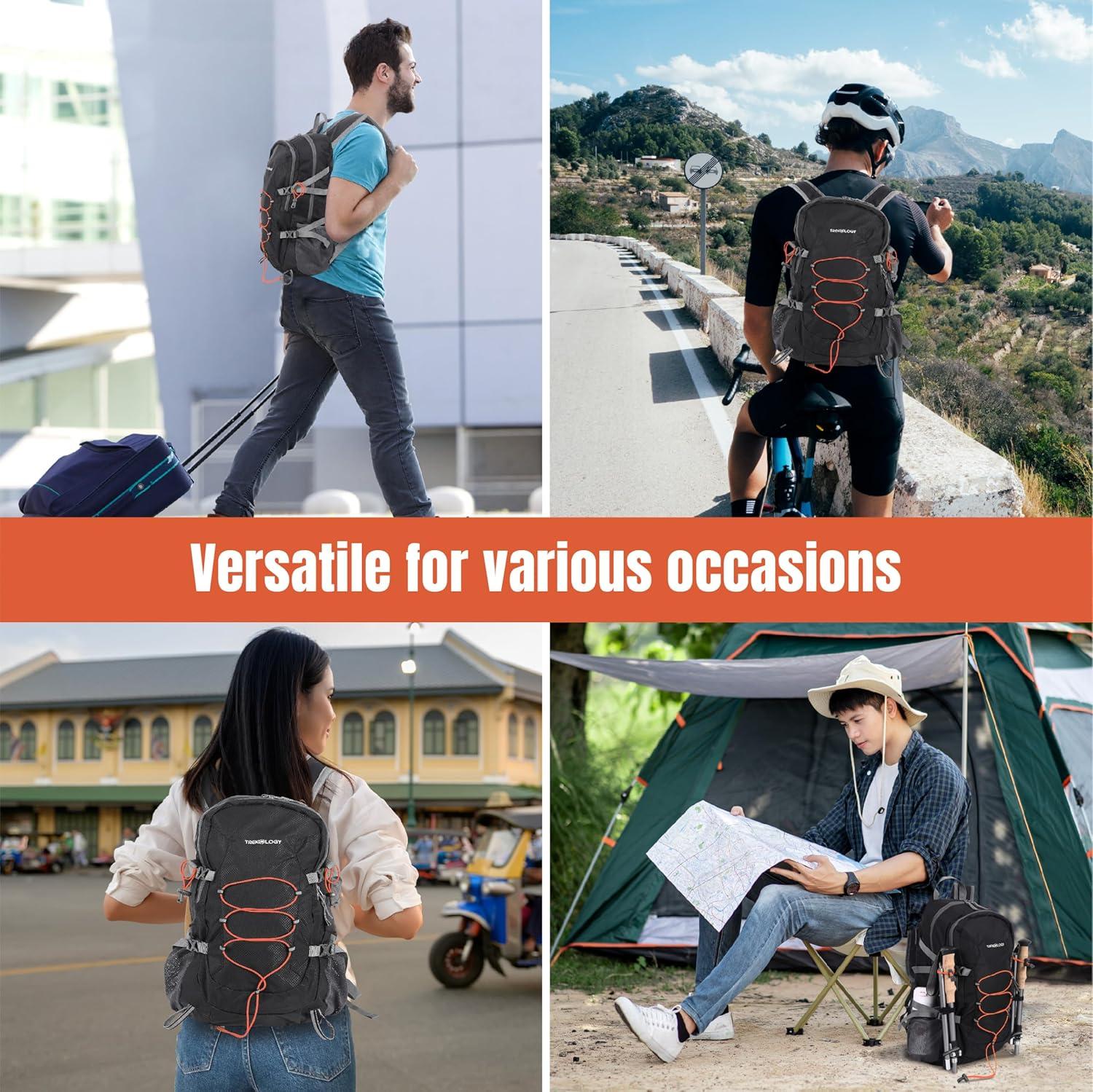 imageTREKOLOGY 30L Waterproof Lightweight Backpack  Foldable Durable Daypack for Men ampamp Women with Chest Strap ampamp Multiple Compartments  Compact Comfortable Ideal for Hiking Camping Travel ampamp Outdoors