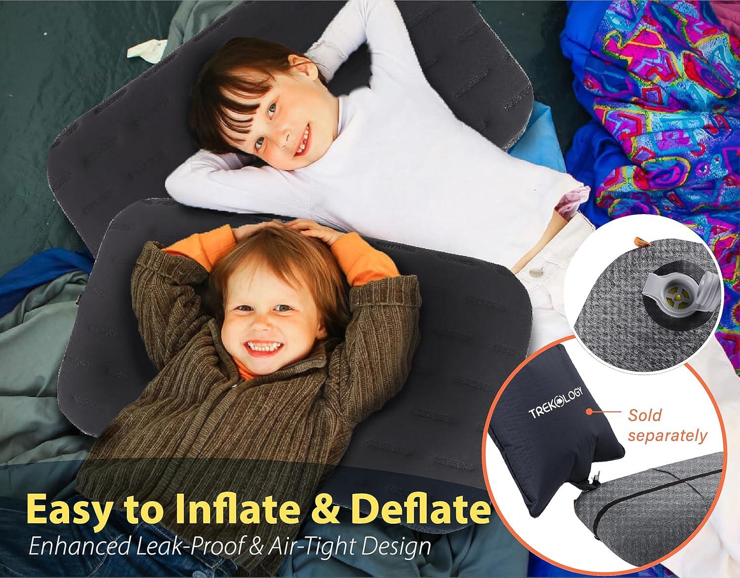 imageTREKOLOGY Camping Pillow  Large Inflatable 24quotx15quot for HomeLike Comfort Portable ampamp Ergonomic Easy to Clean Durable ampamp LeakProof Removable Strap for Secure Fit  ALUFT Ultra GreyGray