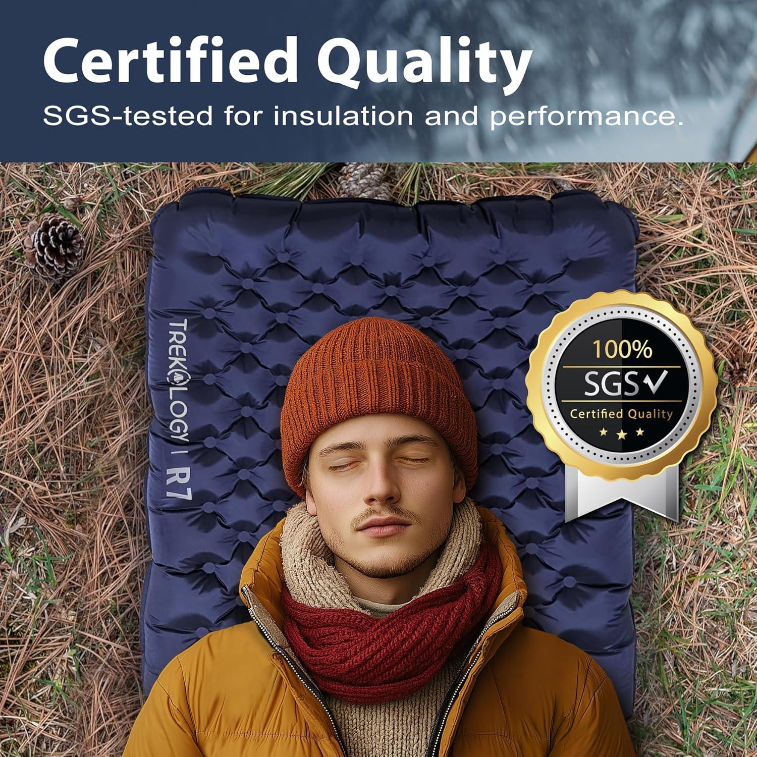 imageTREKOLOGY Camping Sleeping Pad  UltraLightweight 4quot Thick Camping Mat with 72 RValue for All Seasons  Compact Durable ampamp Waterproof  Ideal for Backpacking Hiking and Outdoor Adventures UL R7