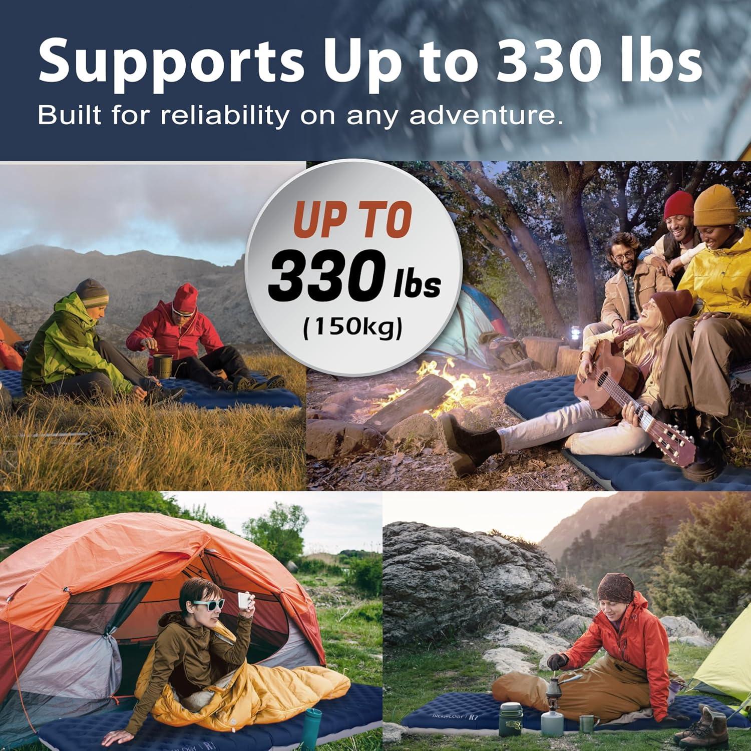 imageTREKOLOGY Camping Sleeping Pad  UltraLightweight 4quot Thick Camping Mat with 72 RValue for All Seasons  Compact Durable ampamp Waterproof  Ideal for Backpacking Hiking and Outdoor Adventures UL R7