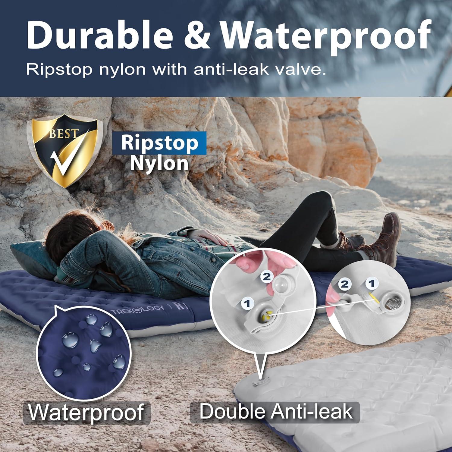 imageTREKOLOGY Camping Sleeping Pad  UltraLightweight 4quot Thick Camping Mat with 72 RValue for All Seasons  Compact Durable ampamp Waterproof  Ideal for Backpacking Hiking and Outdoor Adventures UL R7