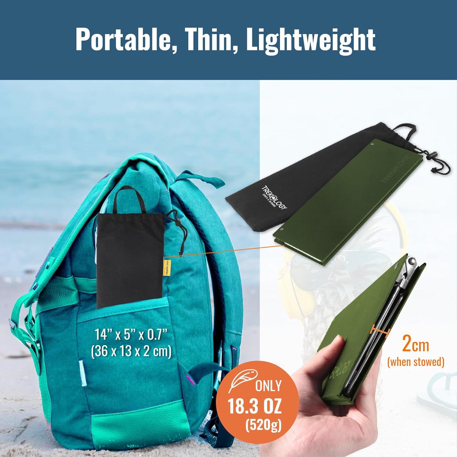 imageTREKOLOGY Compact Mini Camping Table  Portable Ultralight Folding Design  Small Lightweight Surface for Hiking Backpacking Beach or Nightstand Use  Collapsible Outdoor Gear GreenGreen