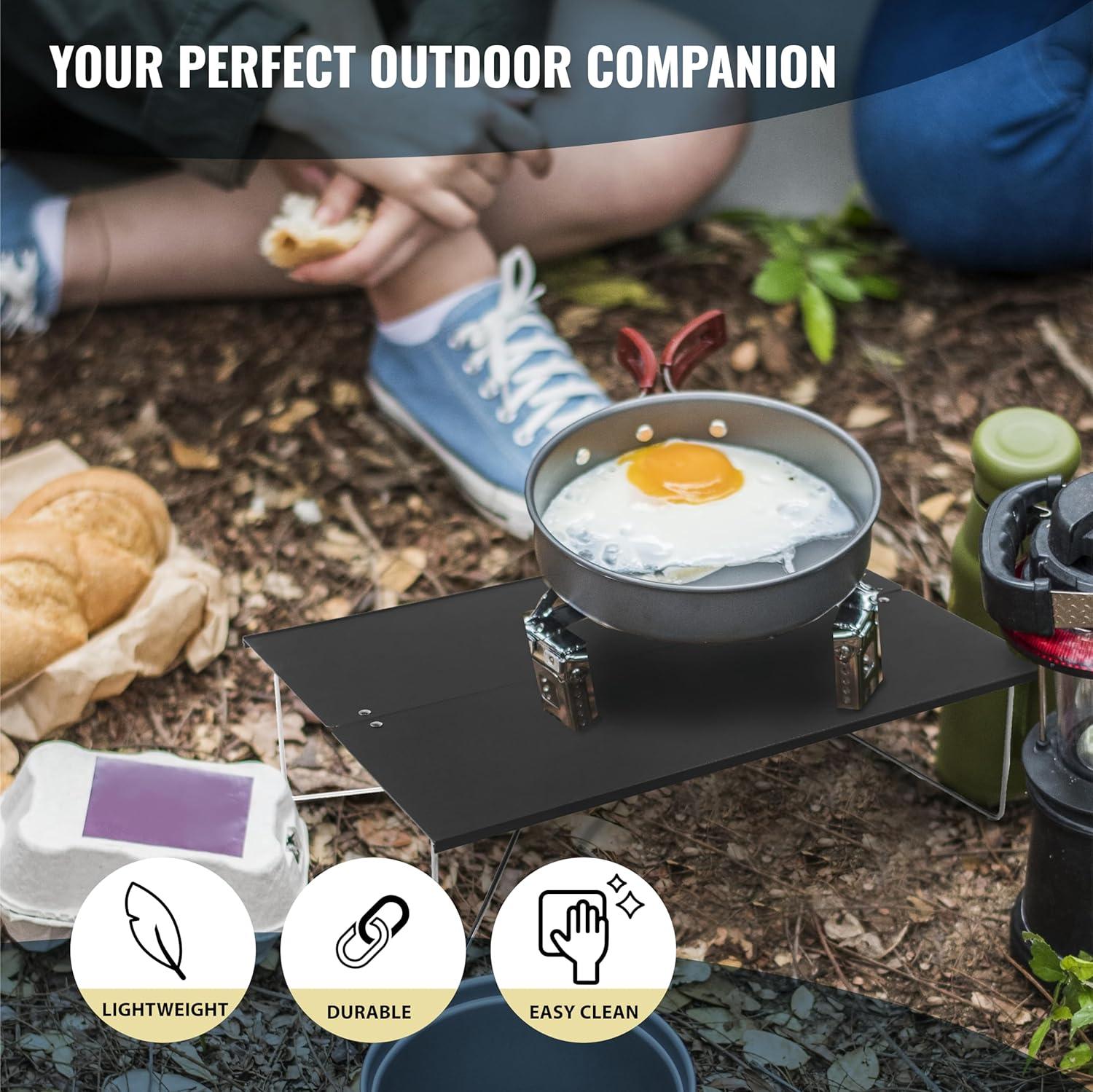 imageTREKOLOGY Compact Mini Camping Table  Portable Ultralight Folding Design  Small Lightweight Surface for Hiking Backpacking Beach or Nightstand Use  Collapsible Outdoor Gear GreenBlack