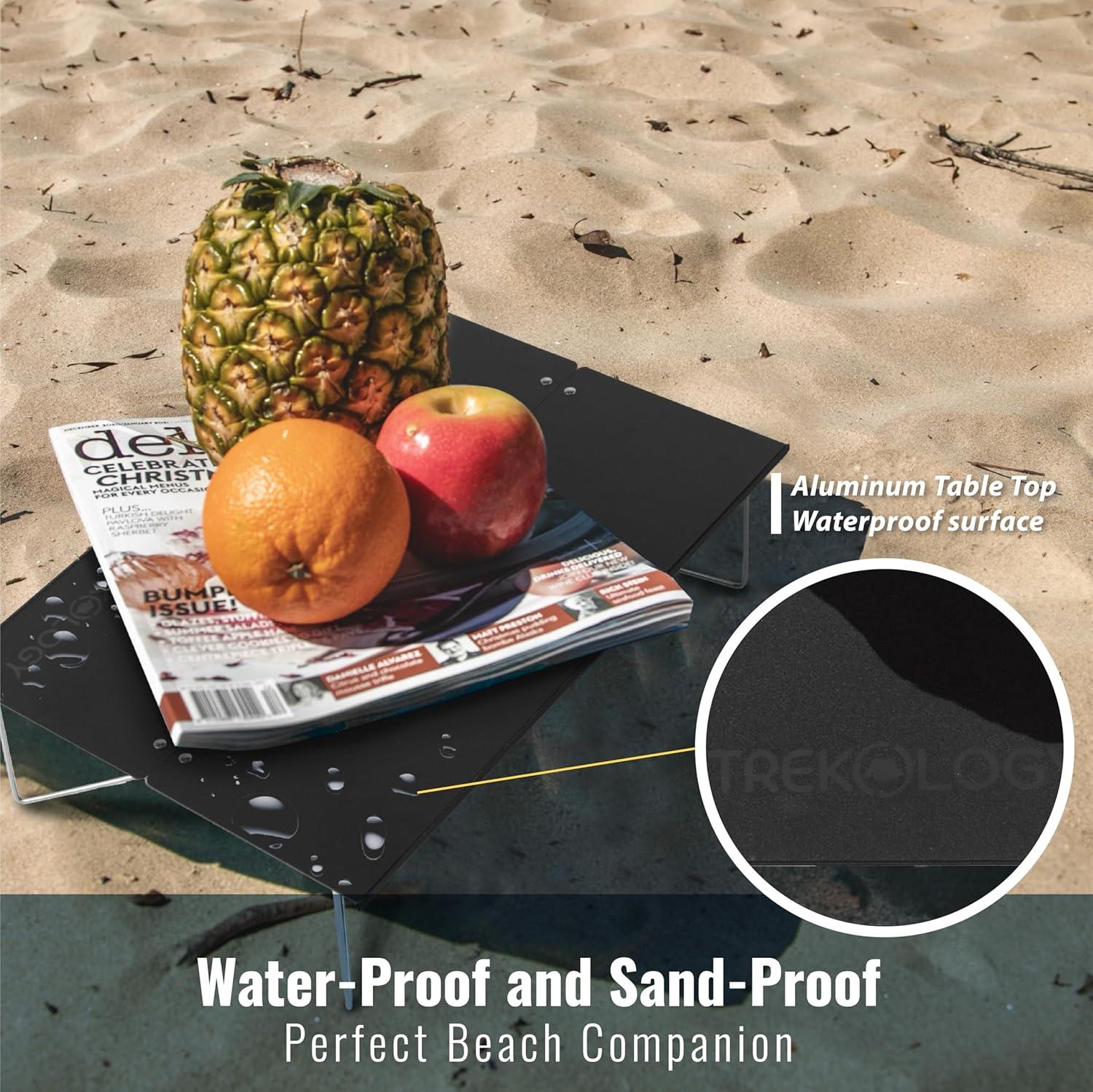 imageTREKOLOGY Compact Mini Camping Table  Portable Ultralight Folding Design  Small Lightweight Surface for Hiking Backpacking Beach or Nightstand Use  Collapsible Outdoor Gear GreenBlack