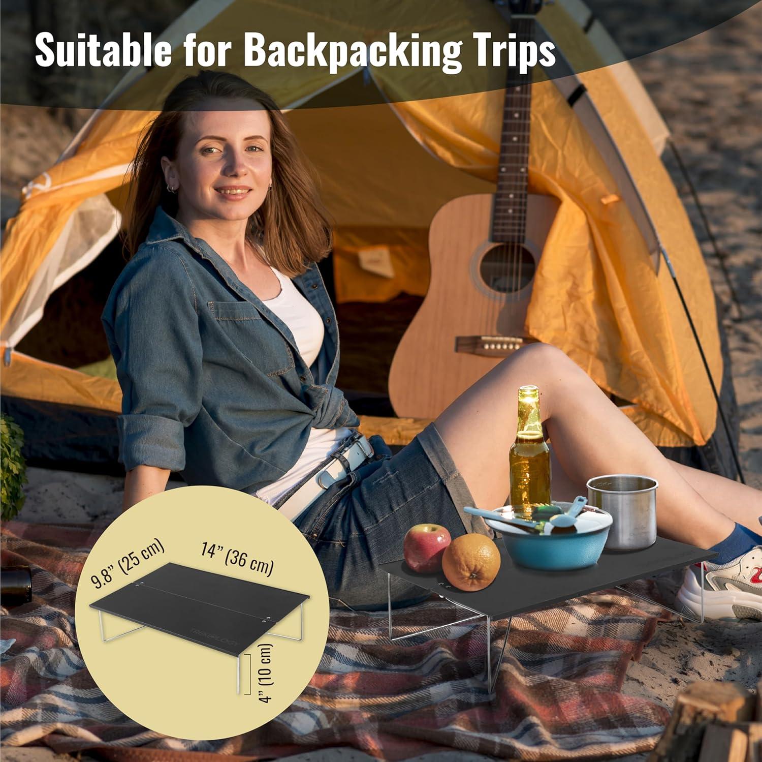 imageTREKOLOGY Compact Mini Camping Table  Portable Ultralight Folding Design  Small Lightweight Surface for Hiking Backpacking Beach or Nightstand Use  Collapsible Outdoor Gear GreenBlack
