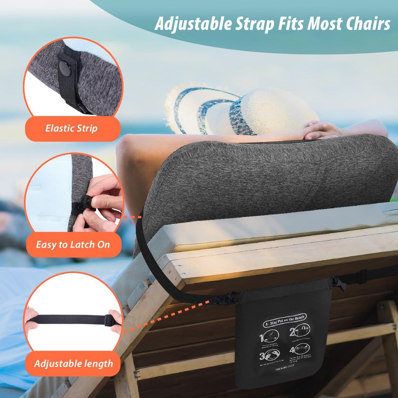 imageTREKOLOGY Inflatable Beach Pillow  Portable Beach Chair Pillow with Adjustable Strap ampamp Sand Bag for Stability Washable Cover and Ergonomic Support for Ultimate Relaxation ALUFT Mint