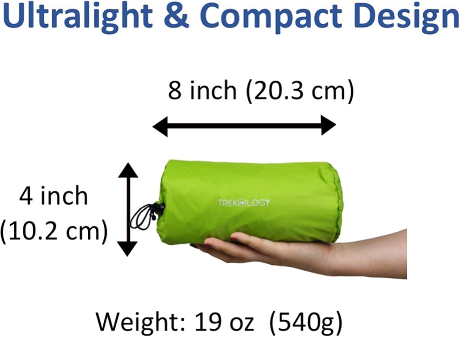 imageTREKOLOGY Inflatable Sleeping Pad Camping Mats for Sleeping  Compact Lightweight Camp Mat Ultralight Comfortable Backpacking Mattress Best as Tent Hammock Outdoor Pads Green