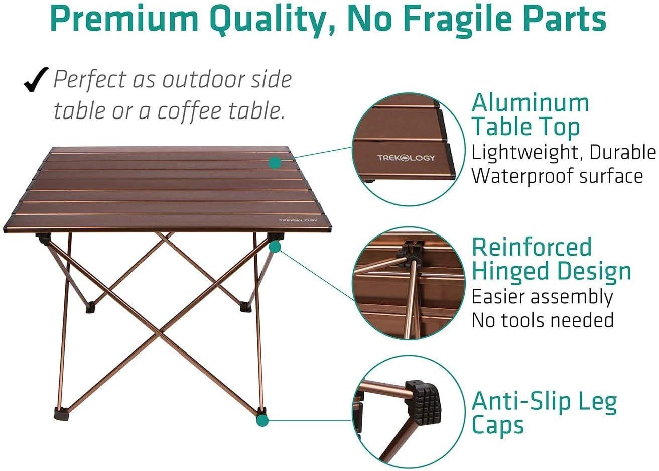 imageTREKOLOGY Medium Aluminum Camping Table Brown Foldable PortableBrown