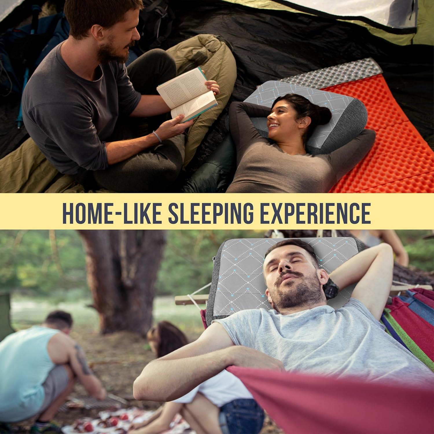 imageTREKOLOGY Premium Inflatable Camping Pillow with Removable FoamPadded Case  NoiseReducing Ergonomic Design for Outdoor Backpacking and Air Travel ALUFT ProGray