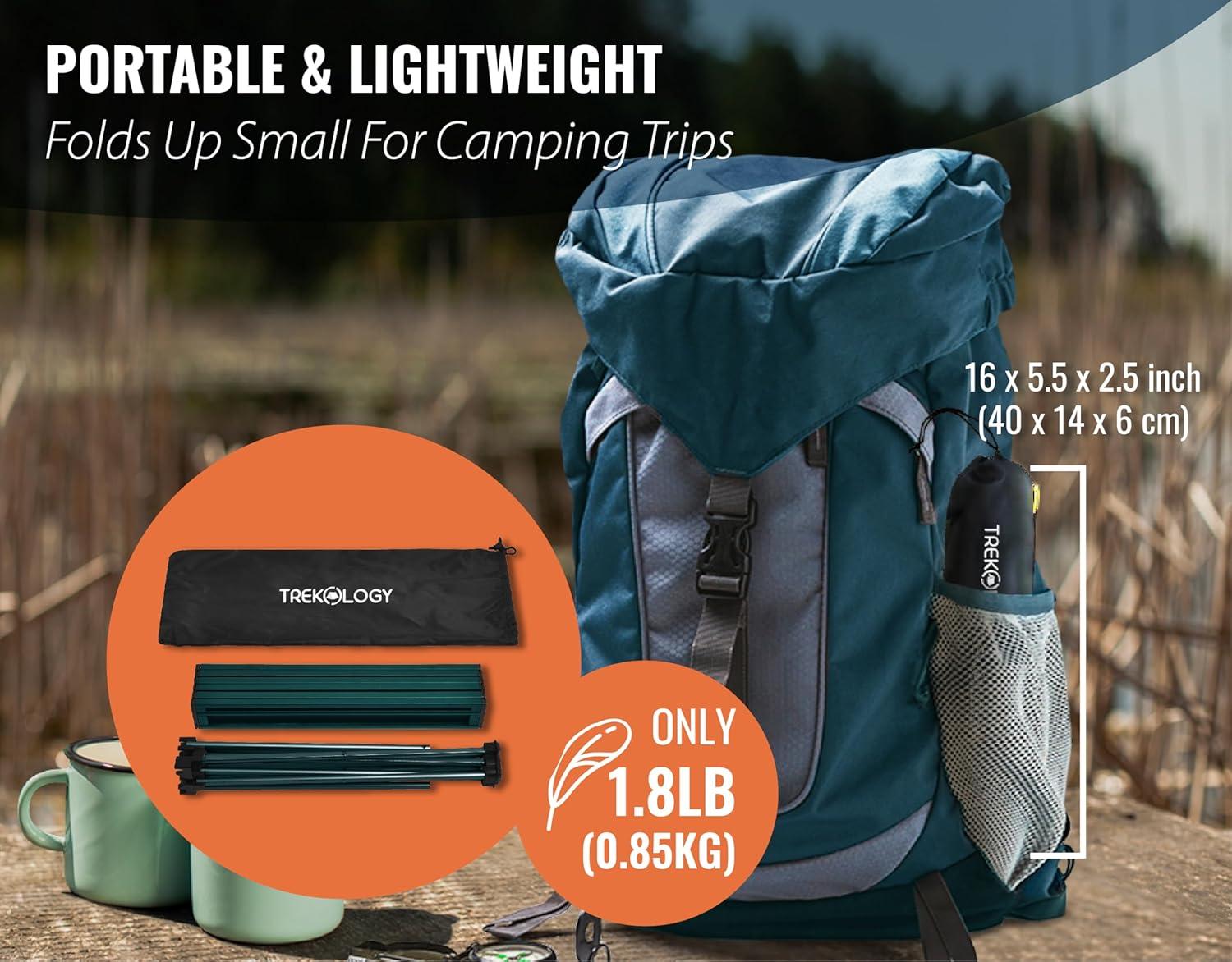 imageTREKOLOGY TALU Portable Folding Beach Table  Lightweight Travel Camp Table  Small Camping Table for Outdoor Adventures  Foldable Compact and Sturdy  Perfect for Camping Picnic Beach TripsGreen