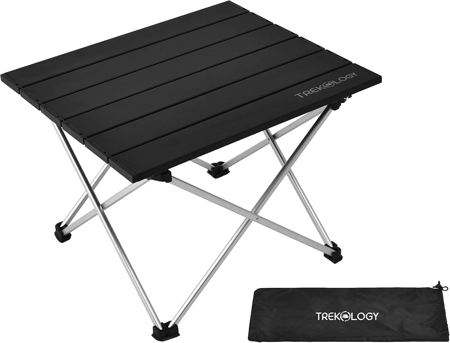 imageTREKOLOGY TALU Portable Folding Beach Table  Lightweight Travel Camp Table  Small Camping Table for Outdoor Adventures  Foldable Compact and Sturdy  Perfect for Camping Picnic Beach TripsObsidian Black