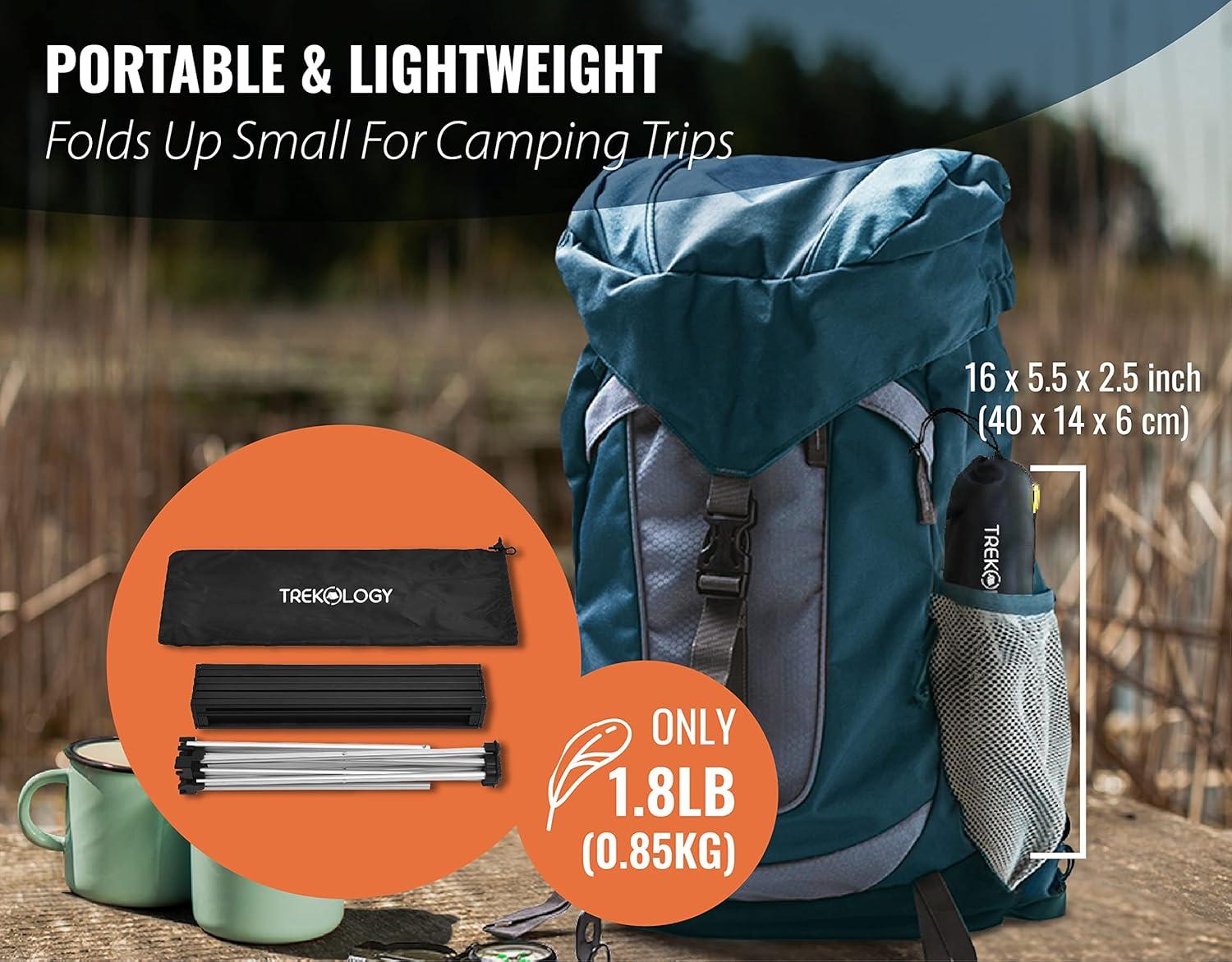 imageTREKOLOGY TALU Portable Folding Beach Table  Lightweight Travel Camp Table  Small Camping Table for Outdoor Adventures  Foldable Compact and Sturdy  Perfect for Camping Picnic Beach TripsObsidian Black
