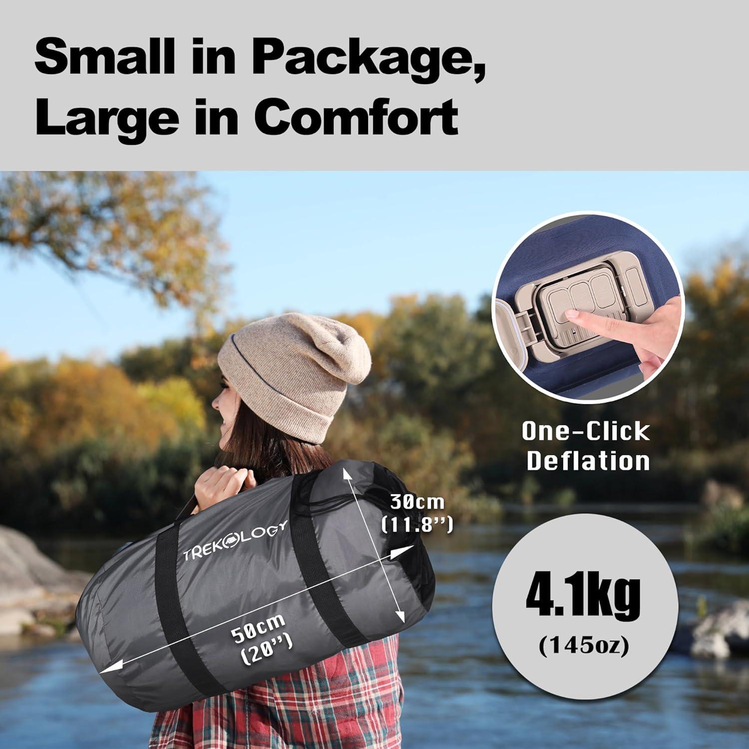 imageTREKOLOGY Twin Size Air Mattress with Builtin Pump  Quick Inflate Camping Air Bed for Adults ampamp Guests  Durable Blow Up Bed with Electric Pump  Compact LeakProof Inflatable Mattress