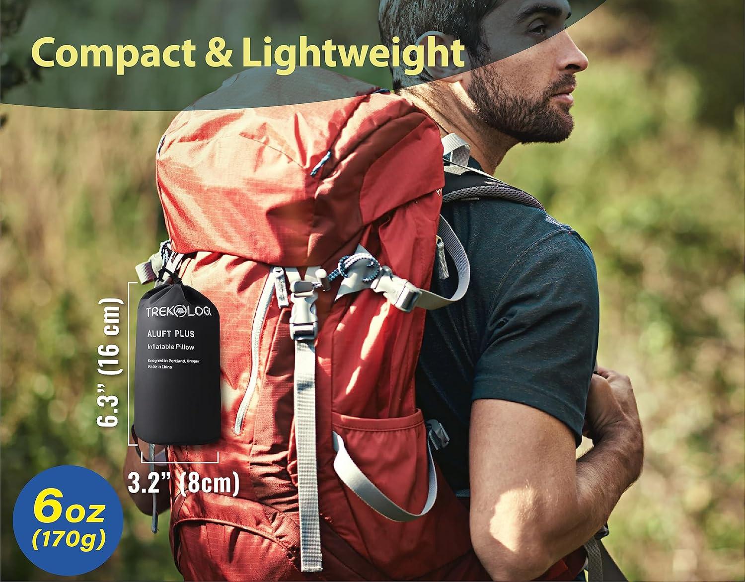 imageTREKOLOGY Ultralight Inflatable Camping Pillow  Compact ampamp Comfortable Blow Up Pillow for Backpacking Hiking and Travel  Quick ampamp Easy to Inflate and Deflate Camper Pillow  Aluft Plus