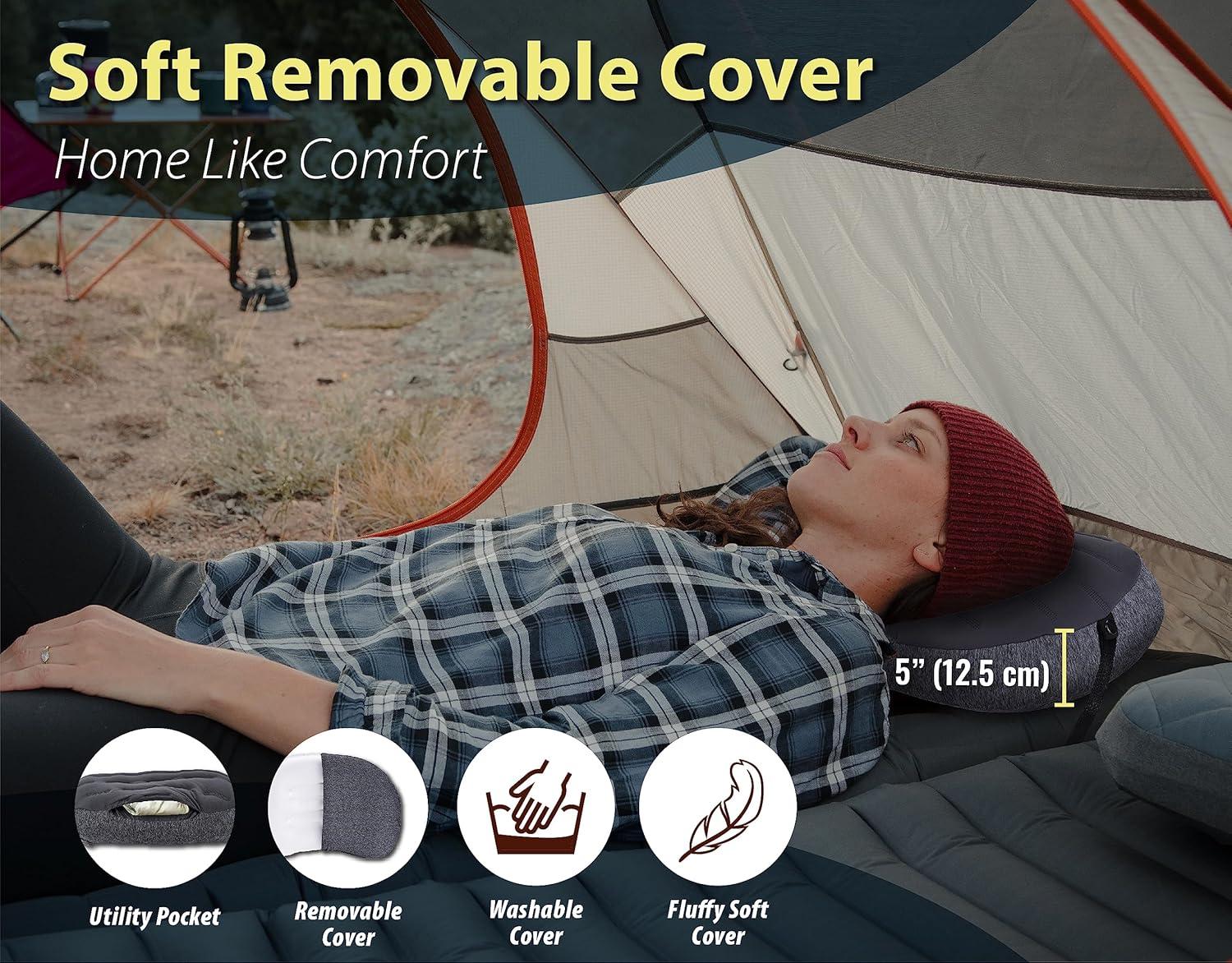 imageTREKOLOGY Ultralight Inflatable Camping Pillow  Compact ampamp Comfortable Blow Up Pillow for Backpacking Hiking and Travel  Quick ampamp Easy to Inflate and Deflate Camper Pillow  Aluft Plus