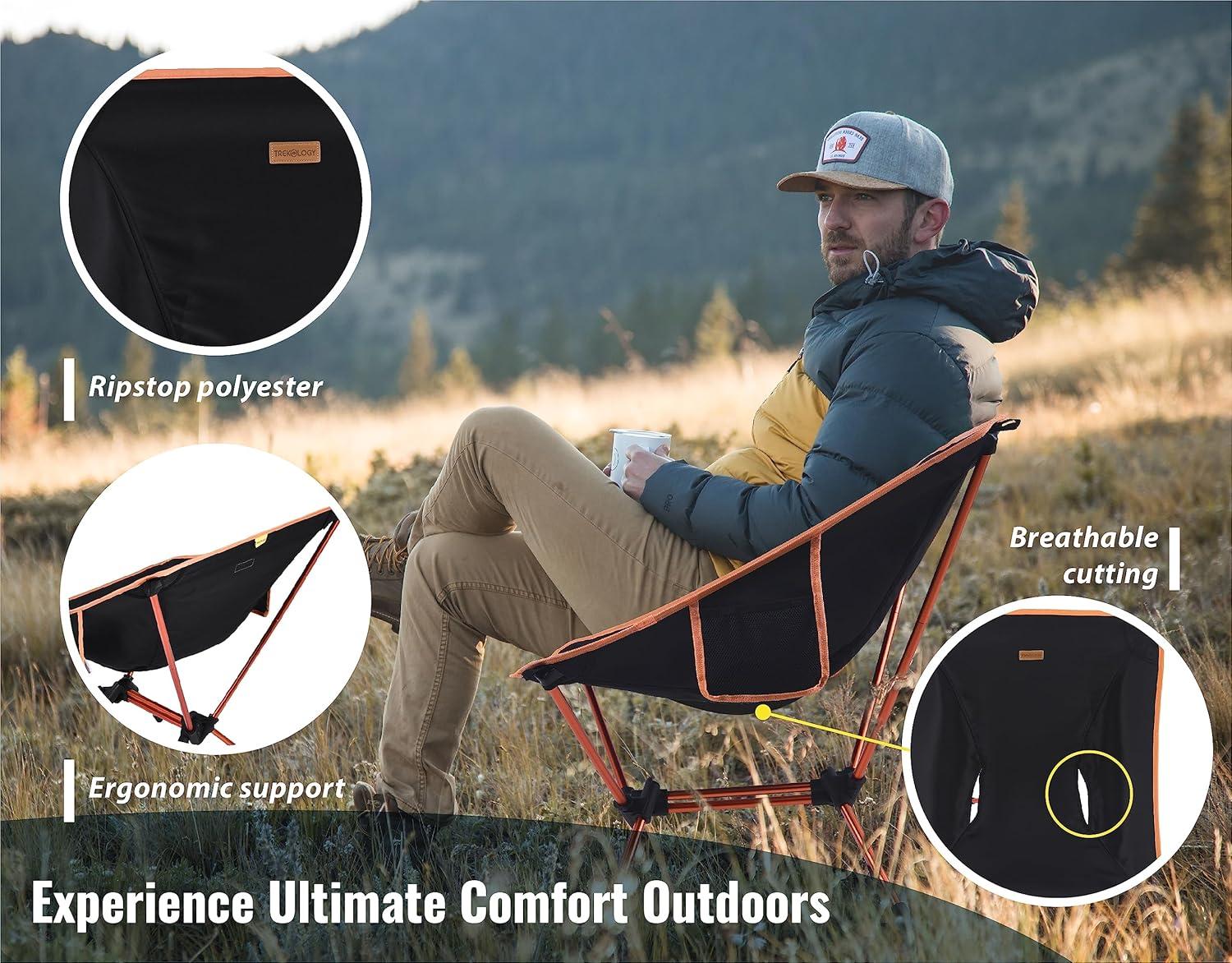 imageTREKOLOGY YIZI 20 Portable Camping Chair  Lightweight Folding Chair for Adults Compact Travel ampamp Backpacking Chair for Hiking Camp Beach and Outdoor UseBlack