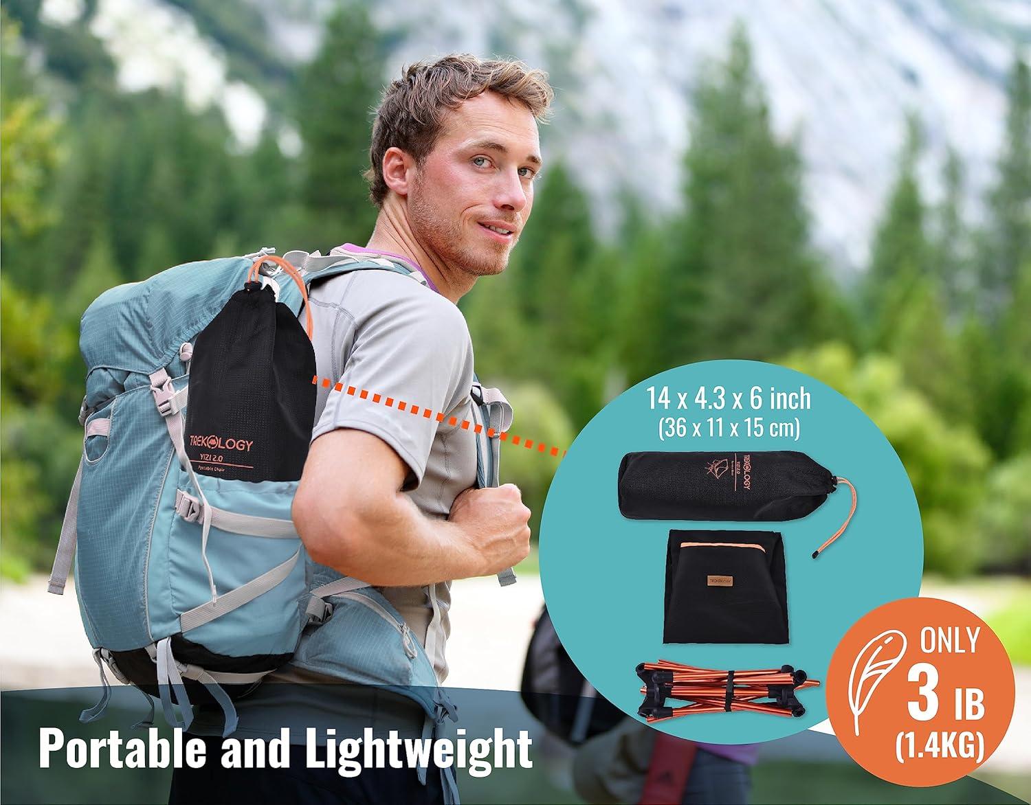imageTREKOLOGY YIZI 20 Portable Camping Chair  Lightweight Folding Chair for Adults Compact Travel ampamp Backpacking Chair for Hiking Camp Beach and Outdoor UseBlack