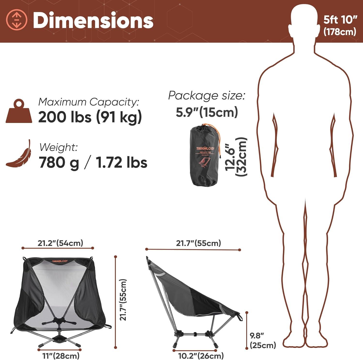 imageTREKOLOGY YIZI LITE Ultralight Camping Chair for Adults Kids Low Hiking Backpacking Chairs Lightweight Camp Chair Backpack Portable Beach Chair