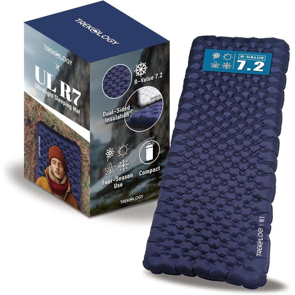 imageTREKOLOGY Camping Sleeping Pad  UltraLightweight 4quot Thick Camping Mat with 72 RValue for All Seasons  Compact Durable ampamp Waterproof  Ideal for Backpacking Hiking and Outdoor Adventures UL R7
