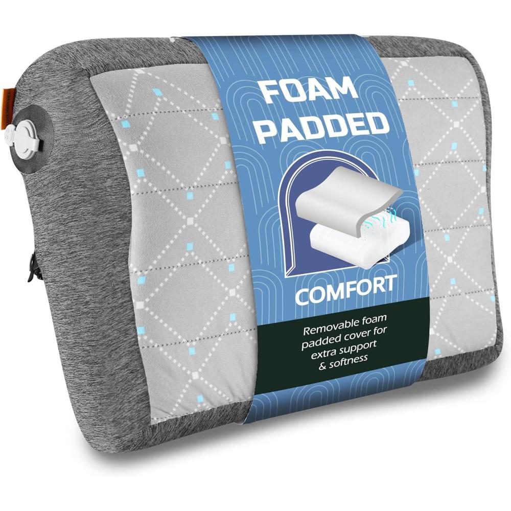 imageTREKOLOGY Premium Inflatable Camping Pillow with Removable FoamPadded Case  NoiseReducing Ergonomic Design for Outdoor Backpacking and Air Travel ALUFT ProGray