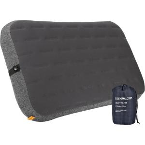 TREKOLOGY Camping Pillow – Large Inflatable (24″x15″) for Home-Like Comfort, Portable & Ergonomic, Easy to Clean, Durable & Leak-Proof, Removable Strap for Secure Fit – ALUFT Ultra (Grey)(Gray)