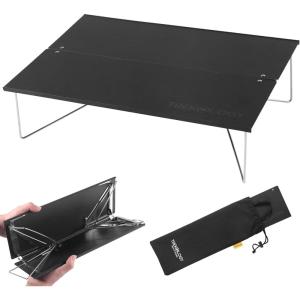 TREKOLOGY Compact Mini Camping Table – Portable, Ultralight, Folding Design – Small, Lightweight Surface for Hiking, Backpacking, Beach, or Nightstand Use – Collapsible Outdoor Gear (Green)(Black)
