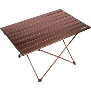 TREKOLOGY Medium Aluminum Camping Table Brown Foldable Portable(Brown)