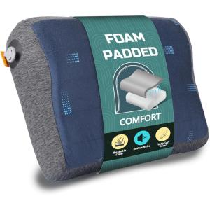 TREKOLOGY Premium Inflatable Camping Pillow with Removable Foam-Padded Case – Noise-Reducing, Ergonomic Design for Outdoor, Backpacking, and Air Travel ALUFT Pro(Blue)