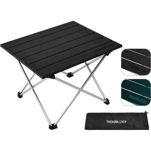 TREKOLOGY TALU Portable Folding Beach Table – Lightweight Travel Camp Table | Small Camping Table for Outdoor Adventures | Foldable, Compact, and Sturdy – Perfect for Camping, Picnic, Beach Trips(Obsidian Black)