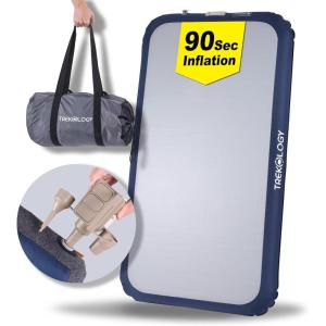 TREKOLOGY Twin Size Air Mattress with Built-in Pump – Quick Inflate Camping Air Bed for Adults & Guests – Durable Blow Up Bed with Electric Pump – Compact, Leak-Proof Inflatable Mattress