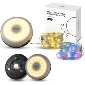 TREKOLOGY Camping Lights, 29.5ft Rechargeable LED String Lights, IPX4 Waterproof Outdoor Decor with 8 Modes for Patio, Backyard, Parties & Festivals, with Power Bank & Tangle-Free Storage (1 Pack)