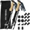 imageTREKOLOGY TrekZ Collapsible Hiking ampamp Trekking Poles 100cm120cm Black Adjustable Length  Bundle with 8 pcs of Rubber Pole Tip  Perfect Set for Hikers Backpacker  Walking Stick for Camping