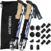 imageTREKOLOGY TrekZ Collapsible Hiking ampamp Trekking Poles 100cm120cm Blue Adjustable Length  Bundle with 8 pcs of Rubber Pole Tip  Perfect Set for Hikers Backpacker  Walking Stick for Camping