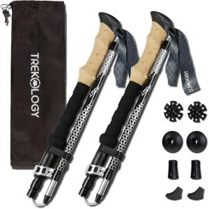 Trekology Trek-Z Collapsible Hiking & Trekking Poles – Balance Support for Seniors, Women, and Men, 2pc Per Set(TREK-Z Black)