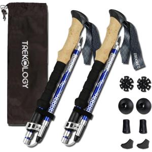 Trekology Trek-Z Collapsible Hiking & Trekking Poles – Balance Support for Seniors, Women, and Men, 2pc Per Set(TREK-Z Blue)
