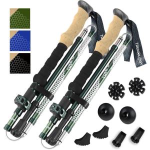 Trekology Trek-Z Collapsible Hiking & Trekking Poles – Balance Support for Seniors, Women, and Men, 2pc Per Set(TREK-Z Green)