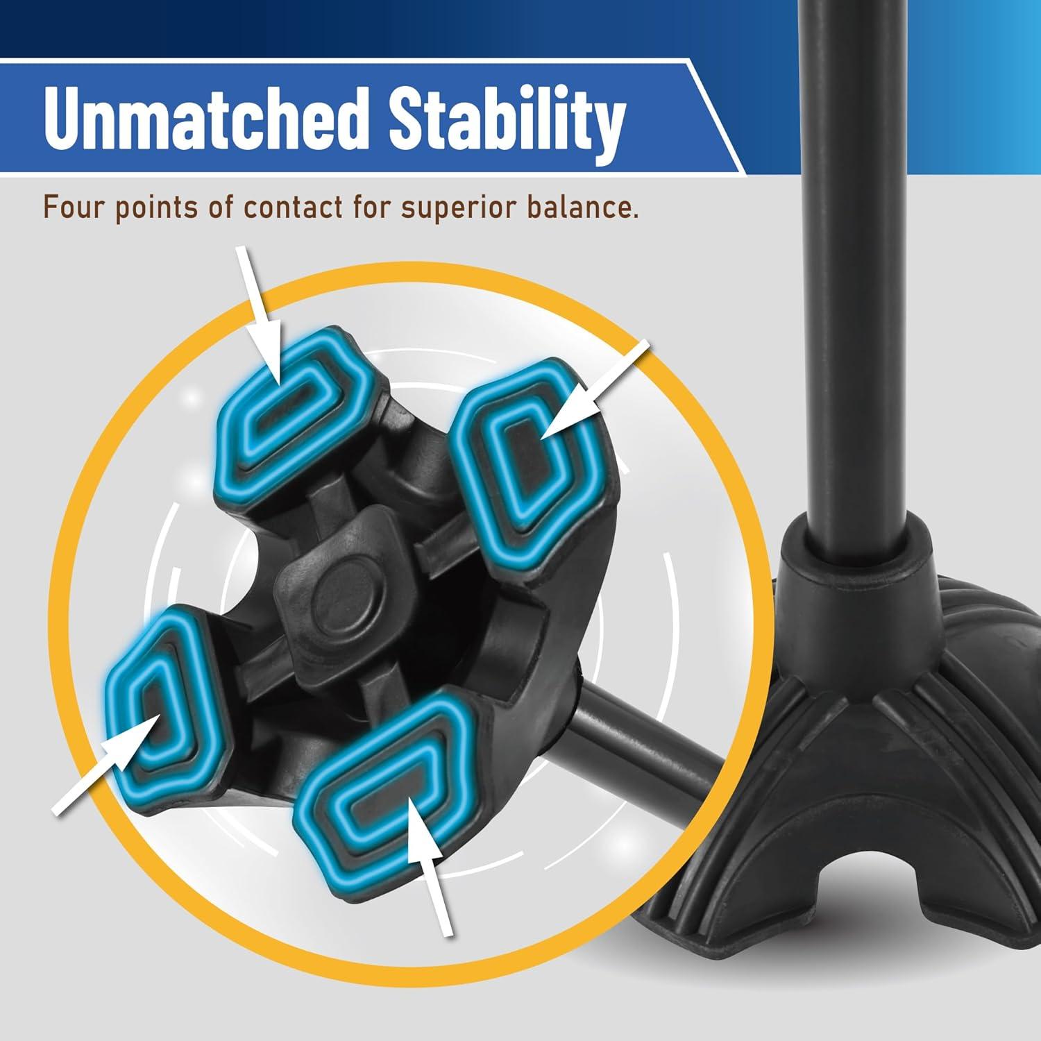 imageTREKOLOGY Walking Cane Tip  Self Standing Quad Base Replacement for Most Walking Canes Walking Sticks Folding Canes or Offset Quad Pod or Tripod Canes