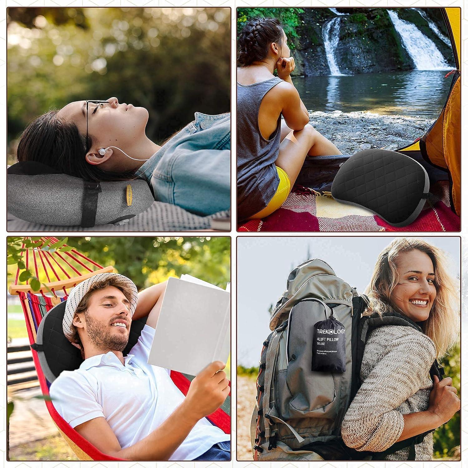 imageALUFT2 Deep Blue Inflatable Pillow for Camping Camping Pillows for Backpacking Backpacking Pillows Ultralight Inflatable Travel Pillow Blow Up Pillows Pad Attachment Strap for Camp Mat