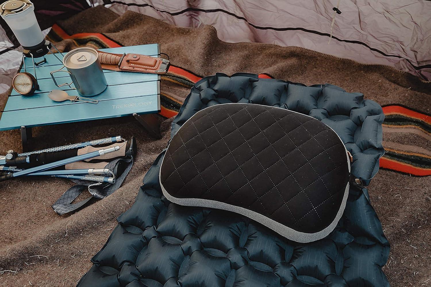 imageALUFT2 Deep Blue Inflatable Pillow for Camping Camping Pillows for Backpacking Backpacking Pillows Ultralight Inflatable Travel Pillow Blow Up Pillows Pad Attachment Strap for Camp Mat