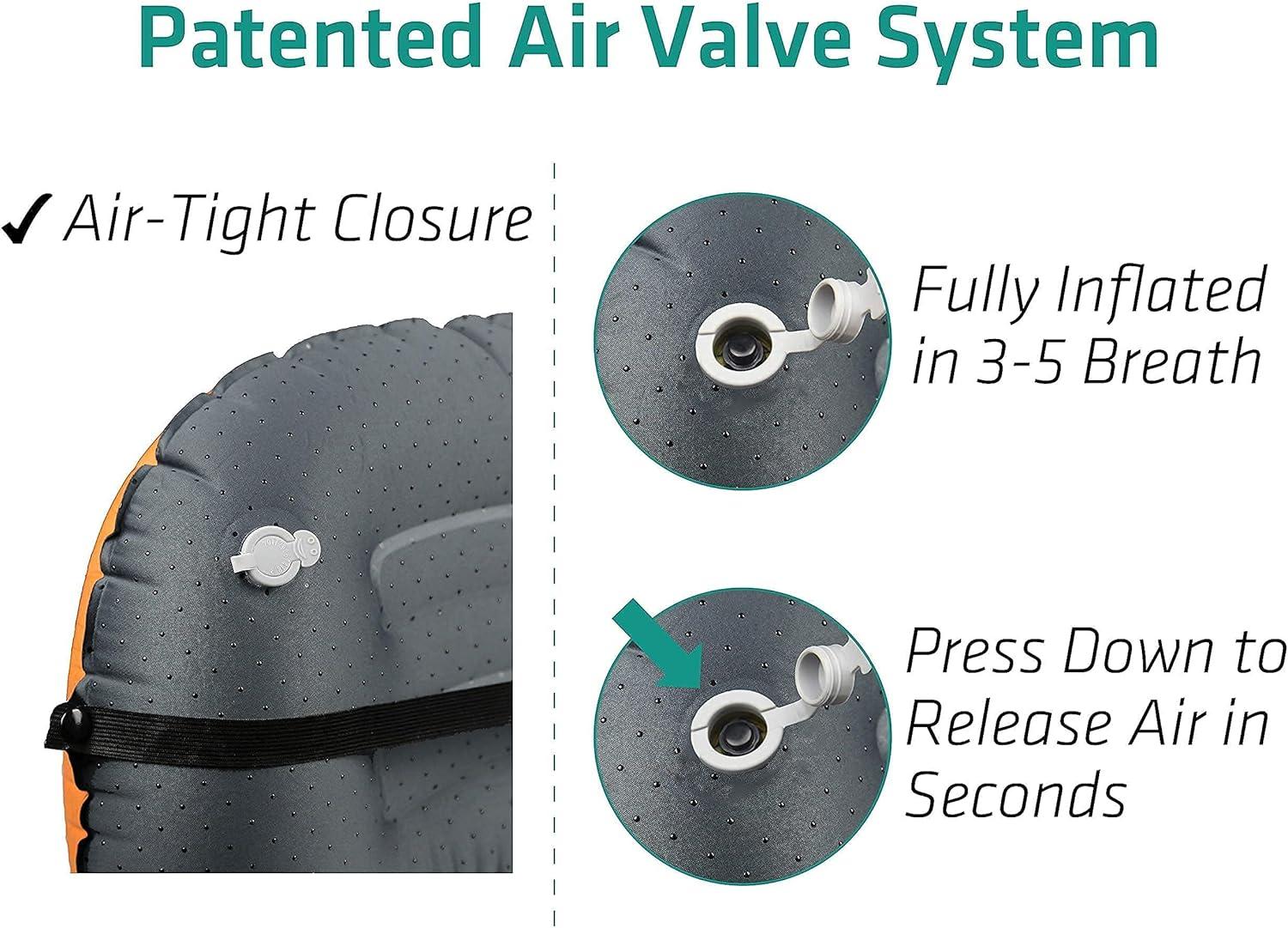 imageTREKOLOGY ALUFT2Black Inflatable Pillow for Camping Deluxe Camping Pillow for Backpacking Backpacking Pillows Ultralight Inflatable Travel Pillow Blow Up Pillows Attachment Strap for Camp Mat