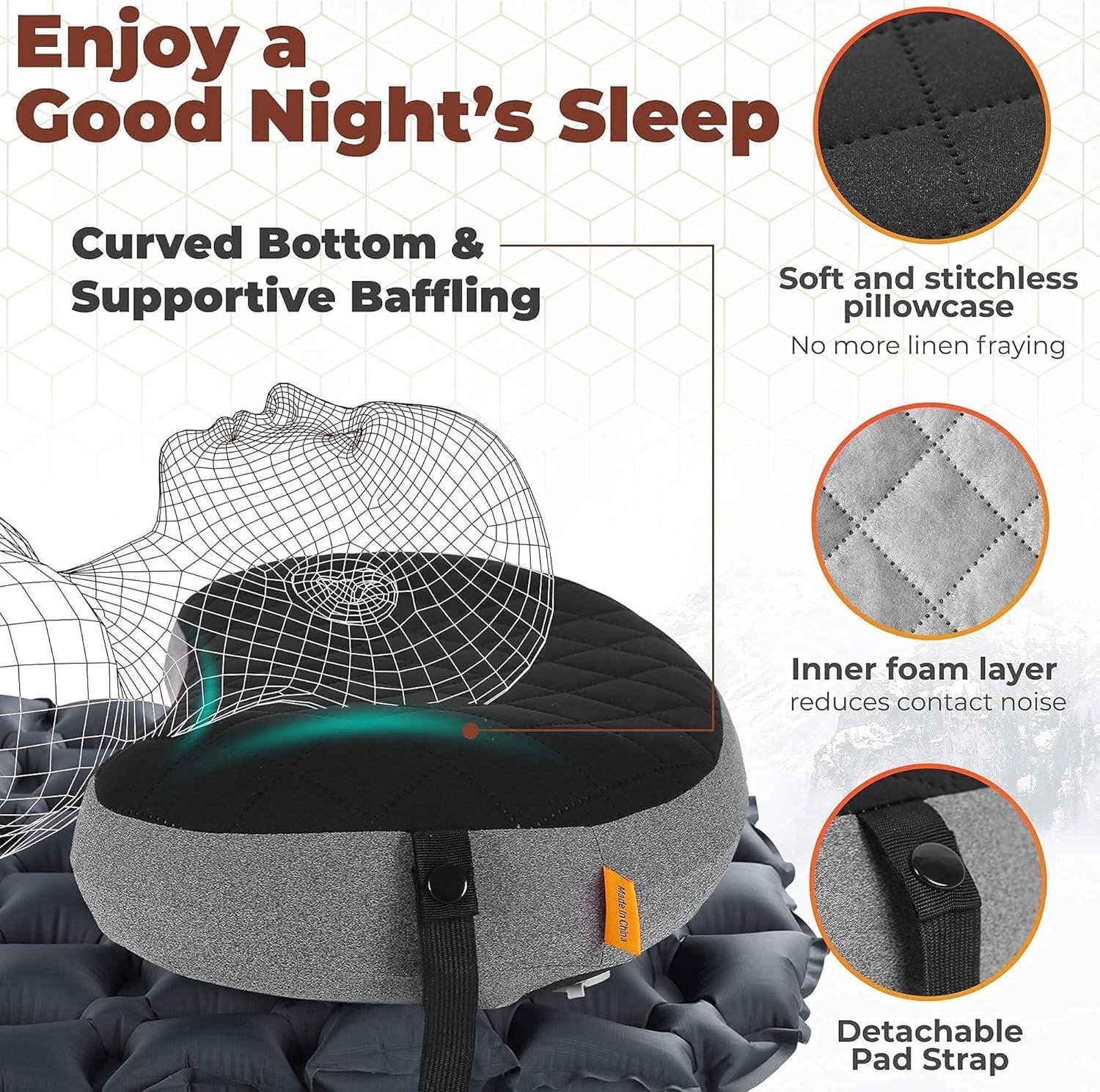 imageTREKOLOGY ALUFT2Green Inflatable Pillow for Camping Deluxe Camping Pillows for Backpacking Pillows Ultralight Inflatable Travel Pillow Blow Up Pillows Pad Attachment Strap for Camp Mat