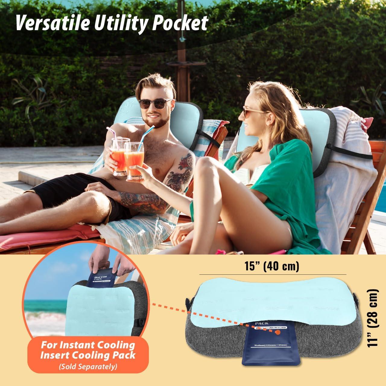 imageTREKOLOGY Portable Beach Table ampamp Inflatable Pillow Set  Ultralight Folding Table with Carry Bag ampamp Adjustable Beach Chair Pillow  Ideal for Beach Camping ampamp Travel
