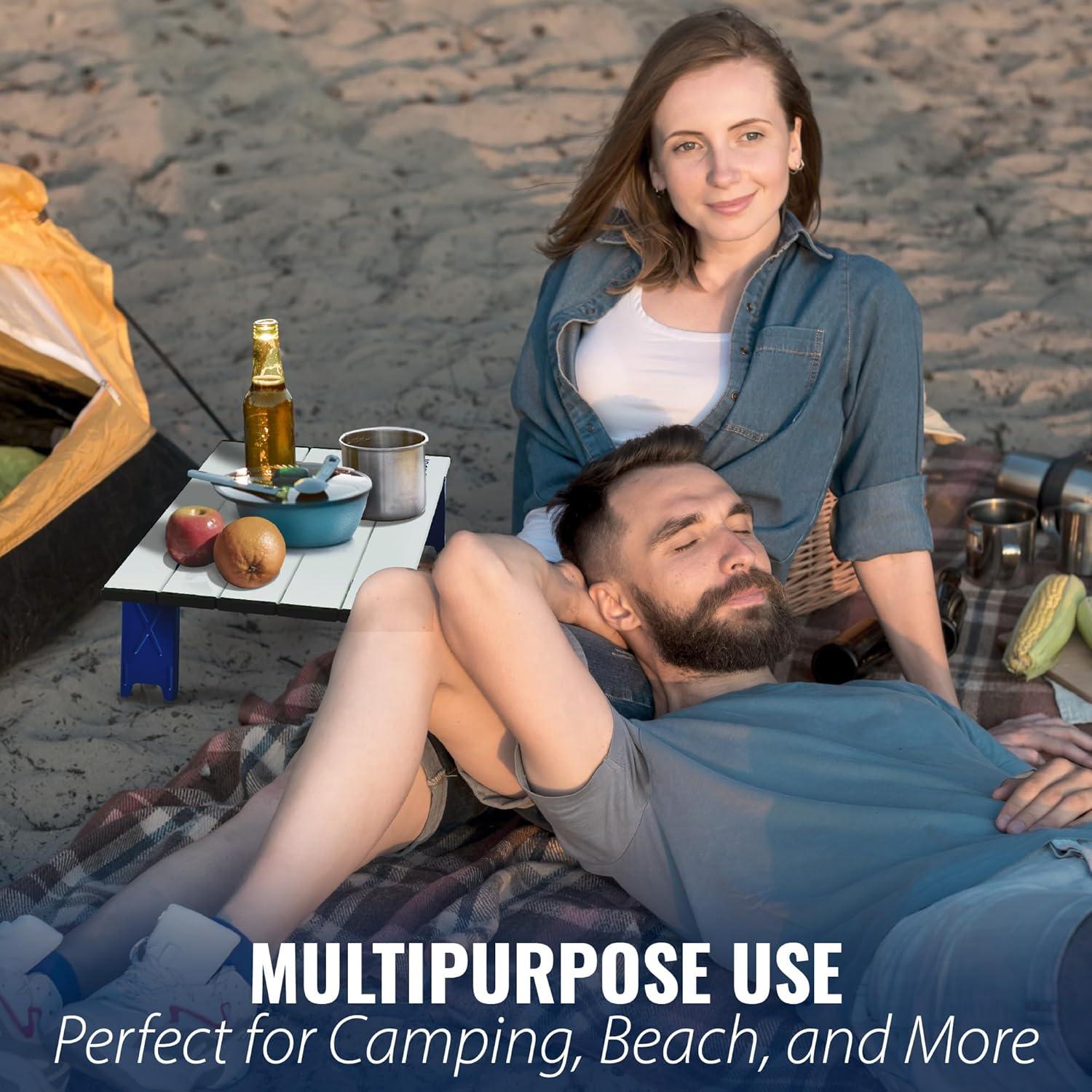 imageTREKOLOGY Portable Beach Table ampamp Inflatable Pillow Set  Ultralight Folding Table with Carry Bag ampamp Adjustable Beach Chair Pillow  Ideal for Beach Camping ampamp Travel