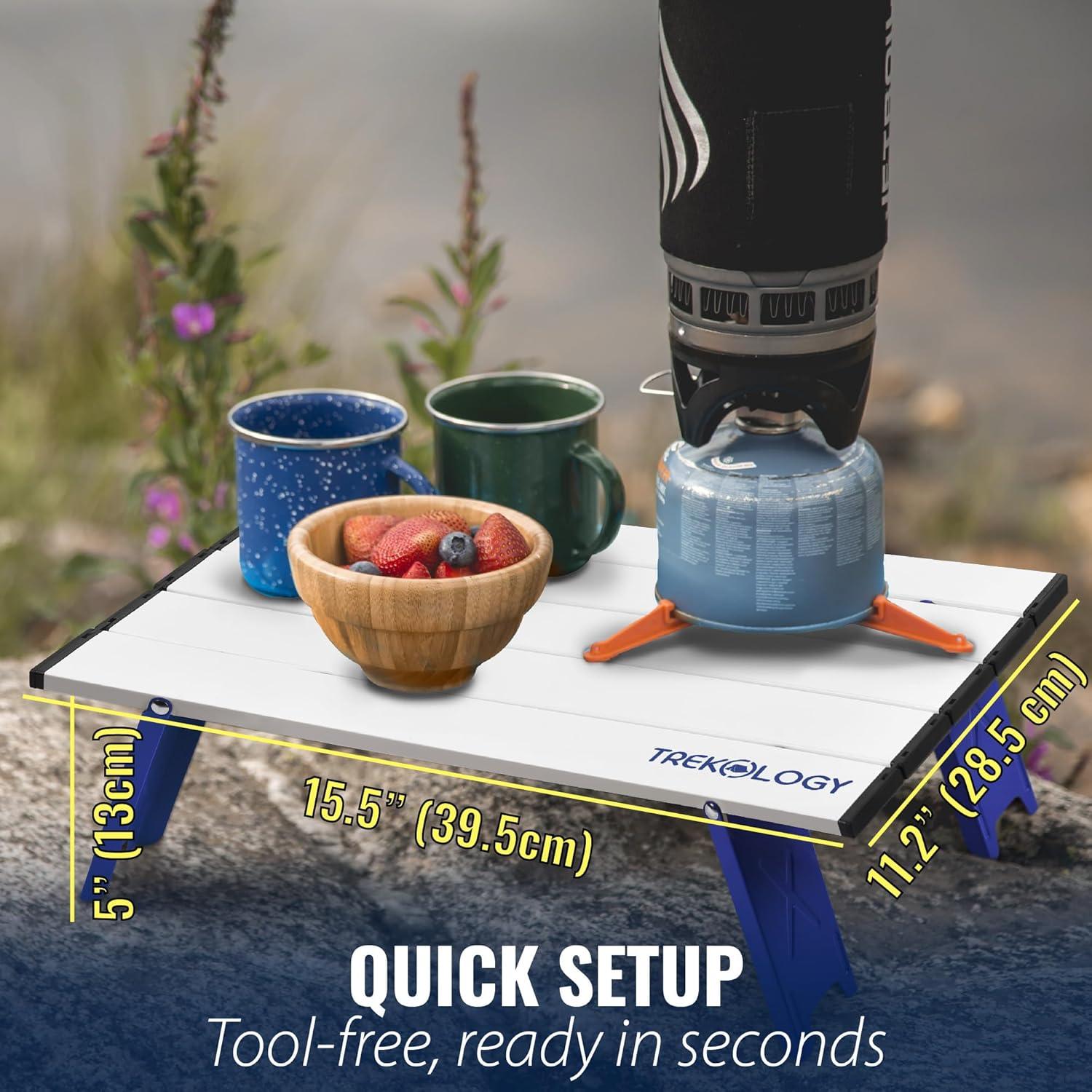 imageTREKOLOGY Portable Beach Table ampamp Inflatable Pillow Set  Ultralight Folding Table with Carry Bag ampamp Adjustable Beach Chair Pillow  Ideal for Beach Camping ampamp Travel