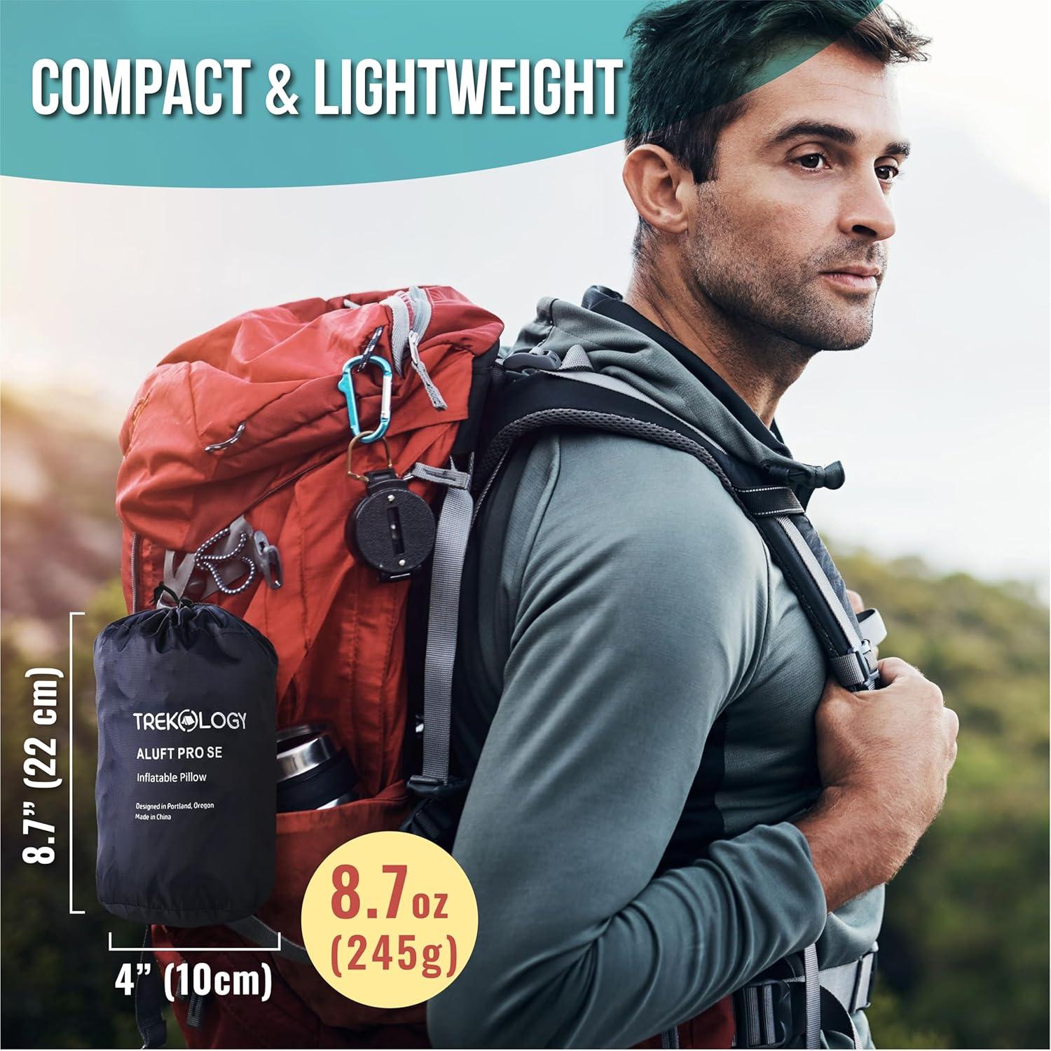 imageTREKOLOGY Ultralight UL80 Inflatable Sleeping Pad ampamp Ergonomic ALUFT Pro SE Pillow for Ultimate Comfort  Lightweight Compact ampamp Durable for Backpacking Hiking and Travel