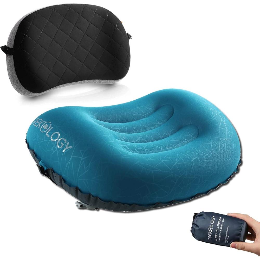 imageALUFT2 Deep Blue Inflatable Pillow for Camping Camping Pillows for Backpacking Backpacking Pillows Ultralight Inflatable Travel Pillow Blow Up Pillows Pad Attachment Strap for Camp Mat