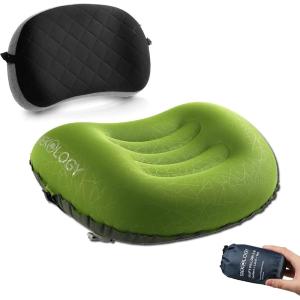TREKOLOGY ALUFT2(Green) Inflatable Pillow for Camping, Deluxe Camping Pillows for Backpacking Pillows Ultralight, Inflatable Travel Pillow, Blow Up Pillows, Pad Attachment Strap for Camp Mat