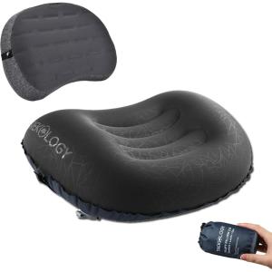 TREKOLOGY Ultralight Inflatable Camping Pillow Set – ALUFT 2.0 (Black) & ALUFT Plus Series – Perfect for Camping, Hike, Backpack Tirp – Includes 2 Travel Pillows, Strap, and Carry Bag