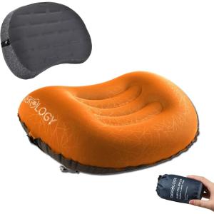 TREKOLOGY Ultralight Inflatable Camping Pillow Set – ALUFT 2.0 (Orange) & ALUFT Plus Series – Perfect for Camping, Hike, Backpack Tirp – Includes 2 Travel Pillows, Strap, and Carry Bag